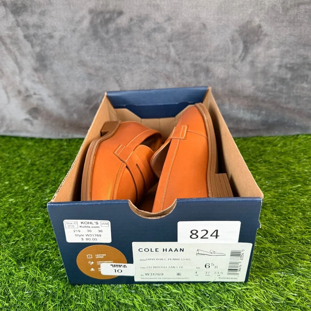 Cole Haan Haverhill Penny Loafers British Tan Leather W31769 Womens size 6.5 B